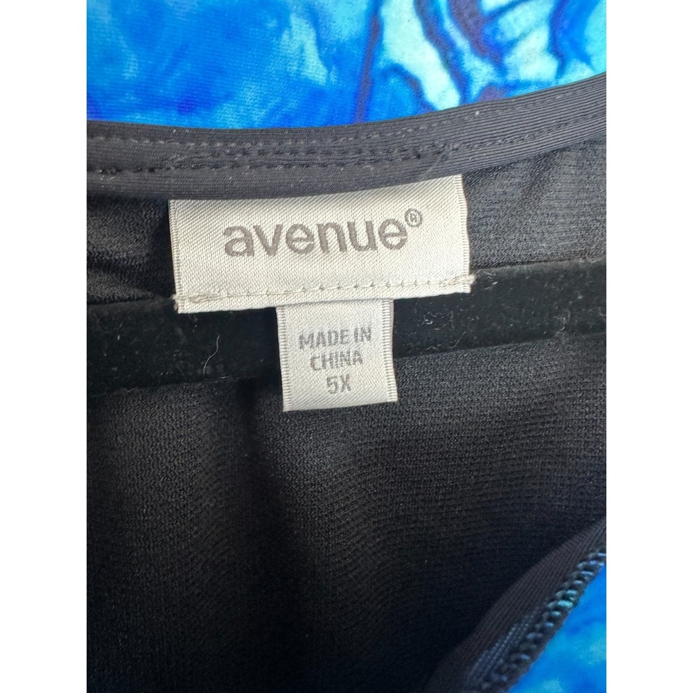 NWT Avenue One Piece Swimsuit Blue Marble Print Zip Front High Neck Plus Size 5X - Picture 5 of 11
